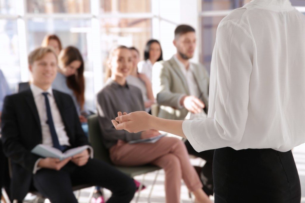 Woman training the employees