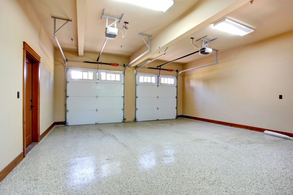 Empty garage with roller door